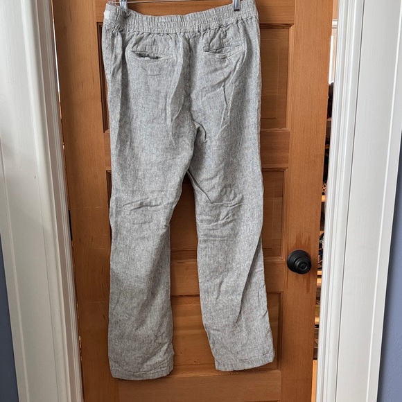 Light Gray Linen-Blend Drawstring Pants - Picture 4 of 7